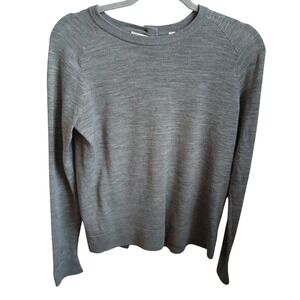 ALC Grey 100 Merino Wool‎ Button Back Sweater Size S P